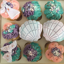 Load image into Gallery viewer, Mermaid cupcakes geelong, birthday cupcakes Geelong, Poppy Jane Cakes Geelong
